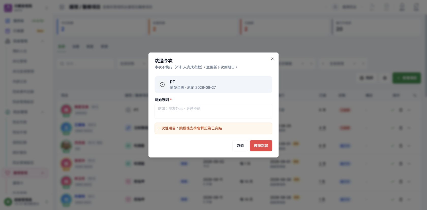 跳過本次醫療項目